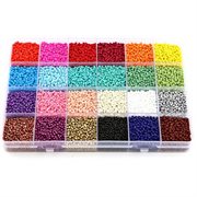Seed beads sortiment. 2 mm. 24 solide farver. 27.500 stk. 